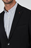 Siyah Mono Yaka Düz 2 Düğme Casual Esnek Slim Fit Ceket 1002250123