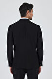 Siyah Mono Yaka Düz 2 Düğme Casual Esnek Slim Fit Ceket 1002250123