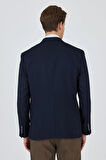 Lacivert Kılıç Yaka   Esnek 6 Drop Slim Fit Classic  Ceket 1002250124