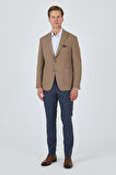 Koyu Bej Kılıç Yaka   Esnek 6 Drop Slim Fit Classic  Ceket 1002250124
