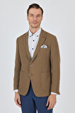 Koyu Vizon Mono Yaka Gofreli  Esnek 6 Drop Slim Fit Casual  Ceket 1002250125