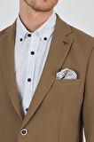 Koyu Vizon Mono Yaka Gofreli  Esnek 6 Drop Slim Fit Casual  Ceket 1002250125