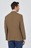Koyu Vizon Mono Yaka Gofreli  Esnek 6 Drop Slim Fit Casual  Ceket 1002250125