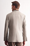 Taş Rengi Mono Yaka Ekose Desen Pamuklu 6 Drop Comfort Fit Classic Ceket 1002255152