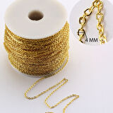 Kolye Takı Ve Aksesuar Zinciri Burgulu Lak Kaplama 4 MM (1 MT)  Gold