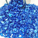 Dekoratif Gerçek Cam Kırığı (4-8 MM Arlığında  50 GR) Saks Mavi