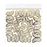 Varaklı Kelebek Dekoratif Süs (63 Adet)  Beyaz