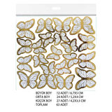 Varaklı Kelebek Dekoratif Süs (63 Adet)  Beyaz