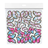 Varaklı Kelebek Dekoratif Süs (63 Adet)  Karışık Renk