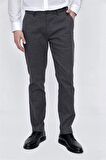 Desenli Oxford Pamuklu Likralı Yan Cepli Slim Fit Dar Kesim Casual Pantolon 1003225175 Füme