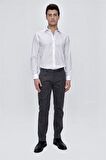 Desenli Oxford Pamuklu Likralı Yan Cepli Slim Fit Dar Kesim Casual Pantolon 1003225175 Füme