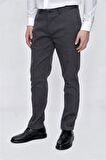 Desenli Oxford Pamuklu Likralı Yan Cepli Slim Fit Dar Kesim Casual Pantolon 1003225175 Füme