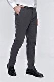Desenli Oxford Pamuklu Likralı Yan Cepli Slim Fit Dar Kesim Casual Pantolon 1003225175 Füme