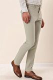 Desenli Armürlü Likralı Yan Cep Slim Fit Dar Kesim Klasik Pantolon 1003230170 Bej