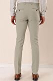 Desenli Armürlü Likralı Yan Cep Slim Fit Dar Kesim Klasik Pantolon 1003230170 Bej