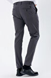 Koyu Antrasit Armürlü %100 Pamuk Yan Cepli Slim Fit Dar Kesim Casual Pantolon 1003235117