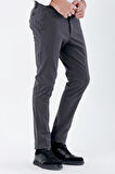 Koyu Antrasit Armürlü %100 Pamuk Yan Cepli Slim Fit Dar Kesim Casual Pantolon 1003235117