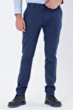 Lacivert Desenli Armürlü Yan Cepli Slim Fit Dar Kesim Casual Pantolon 1003235119