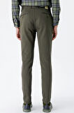 Koyu Haki Desenli Armürlü Pamuklu Yan Cepli Slim Fit Dar Kesim Casual Pantolon 1003235120