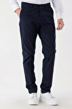 Koyu Lacivert Pamuklu Likralı Yan Cepli Comfort Fit Rahat Kesim Casual Pantolon 1003235154