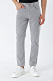 Gri Gabardin %100 Pamuk 5 Cep Slim Fit Dar Kesim Casual Pantolon 1003235318