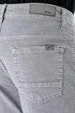 Gri Gabardin %100 Pamuk 5 Cep Slim Fit Dar Kesim Casual Pantolon 1003235318