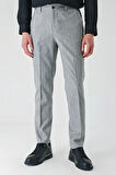 Gri Yan Cepli Beli Lastikli Keten Karışımlı Casual Slim Fit Dar Kesim Pantolon 1003240103