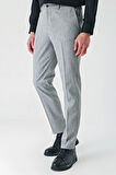 Gri Yan Cepli Beli Lastikli Keten Karışımlı Casual Slim Fit Dar Kesim Pantolon 1003240103