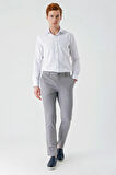 Gri Gabardin Pamuklu Yan Cepli Comfort Fit Rahat Kesim Casual Pantolon 1003240113