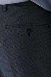 Koyu Lacivert Desenli Pamuklu Likralı Yan Cepli Slim Fit Dar Kesim Klasik Pantolon 1003240153