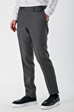 Koyu Kahverengi Desenli Pamuklu Likralı Yan Cepli Slim Fit Dar Kesim Klasik Pantolon 1003240153