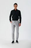 Açık Gri Likralı Yan Cepli Lastikli Slim Fit Dar Kesim Casual Pantolon 1003240155