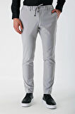 Açık Gri Likralı Yan Cepli Lastikli Slim Fit Dar Kesim Casual Pantolon 1003240155