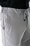 Açık Gri Likralı Yan Cepli Lastikli Slim Fit Dar Kesim Casual Pantolon 1003240155