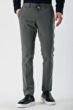 Koyu Gri Likralı Yan Cepli Lastikli Slim Fit Dar Kesim Casual Pantolon 1003240155