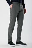 Koyu Gri Likralı Yan Cepli Lastikli Slim Fit Dar Kesim Casual Pantolon 1003240155