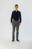 Koyu Gri Likralı Yan Cepli Lastikli Slim Fit Dar Kesim Casual Pantolon 1003240155