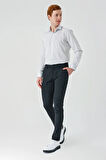 Siyah Armürlü Pamuklu Yan Cepli Slim Fit Dar Kesim Casual Pantolon 1003240156