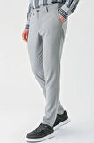 Gri Armürlü Likralı Yan Cep Comfort Fit Rahat Kesim Casual Pantolon 1003240158