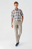 Bej Armürlü Likralı Yan Cep Comfort Fit Rahat Kesim Casual Pantolon 1003240158