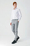 Siyah Desenli Keten Karışımlı Yan Cepli Lastikli Comfort Rahat Kesim Casual Pantolon 1003240159