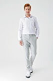 Gri Desenli Keten Karışımlı Yan Cepli Lastikli Comfort Rahat Kesim Casual Pantolon 1003240159