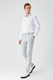 Gri Desenli Keten Karışımlı Yan Cepli Lastikli Comfort Rahat Kesim Casual Pantolon 1003240159