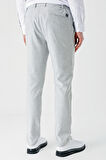 Gri Desenli Keten Karışımlı Yan Cepli Lastikli Comfort Rahat Kesim Casual Pantolon 1003240159