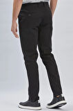 Siyah Desenli Pamuklu Likralı Yan Cepli Comfort Fit Rahat Kesim Casual Pantolon 1003240160