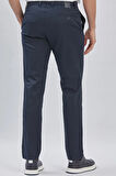 Koyu Lacivert Desenli Pamuklu Likralı Yan Cepli Comfort Fit Rahat Kesim Casual Pantolon 1003240160