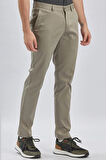 Koyu Bej Armürlü Pamuklu Likralı Yan Cepli Slim Fit Dar Kesim Casual Pantolon 1003240161