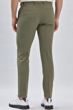 Koyu Haki Düz Gofreli Esnek Yan Cep Slim Fit Casual Pantolon 1003240162