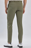 Koyu Haki Düz Gofreli Esnek Yan Cep Slim Fit Casual Pantolon 1003240162