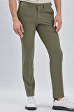 Koyu Haki Düz Gofreli Esnek Yan Cep Slim Fit Casual Pantolon 1003240162